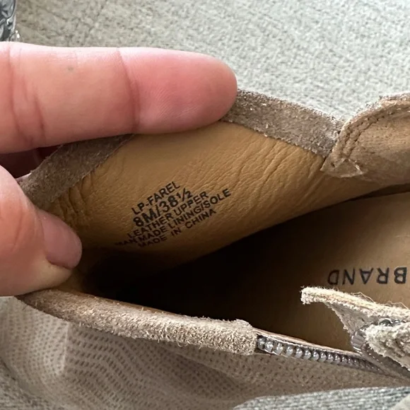 Lucky Brand Textured Tan Ankle Booties - Picture 5 of 6